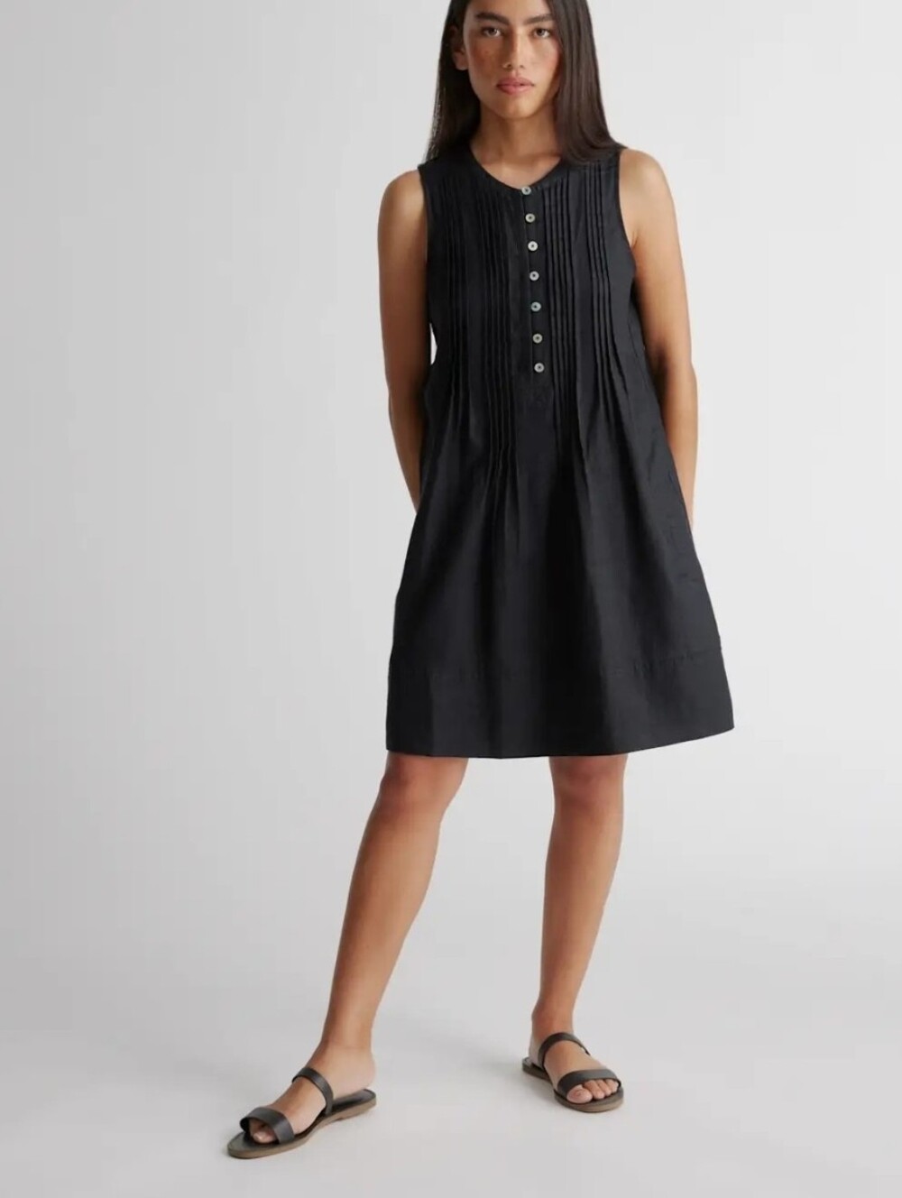 Quince NEW 100% European Linen Sleeveless Swing Dress XL